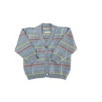 Casaco de Tricô de Bebê Listrado Cores Tricô Kids Azul Claro Casaco de Tricô de Bebê Listrado Cores Tricô Kids Azul Claro