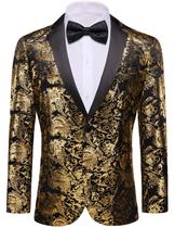 Casaco esportivo Barry. Wang Lightweight Floral Tuxedo Gold Masculino