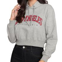 Casaco Feminina Cropped Moletom com Estampa e Capuz