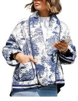 Casaco feminino acolchoado acolchoado acolchoado Omoone com estampa floral