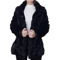 Casaco Feminino Alpelo Pele Eco Preto - 206000 Casaco Feminino Alpelo Pele Eco Preto - 206000