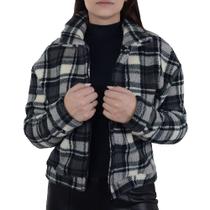 Casaco Feminino Babicat Teddy Xadrez Preto - B1863