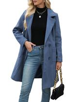 Casaco feminino Bankeng, mistura de lã de inverno, camelo, azul médio