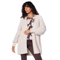Casaco Feminino Biamar Tricot Alongado Bege Claro Casaco Feminino Biamar Tricot Alongado Bege Claro