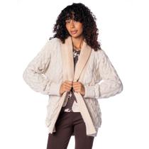 Casaco Feminino Biamar Tricot com Pele Fake Bege Claro Casaco Feminino Biamar Tricot com Pele Fake Bege Claro