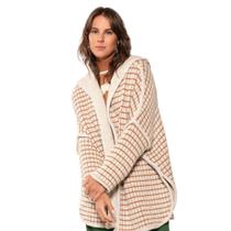 Casaco Feminino Biamar Tricot Reversível Capuz Bege/Caramelo Casaco Feminino Biamar Tricot Reversível Capuz Bege/Caramelo