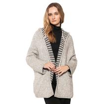 Casaco Feminino Biamar Tricot Reversível Capuz Cinza/Preto Casaco Feminino Biamar Tricot Reversível Capuz Cinza/Preto