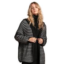 Casaco Feminino Biamar Tricot Reversível Capuz Preto/Branco Casaco Feminino Biamar Tricot Reversível Capuz Preto/Branco