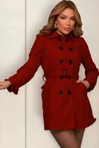 Casaco Feminino Blusão Sobretudo Longo Com Cinto Fivela Forrado Macio Sem Capuz