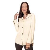 Casaco Feminino Botão Linho Casual Casaco Feminino Botão Linho Casual