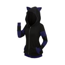Casaco Feminino Com Capuz E Orelhas De Gato Grossas, Moda Outono Inverno, Combinando Cores, Capuz
