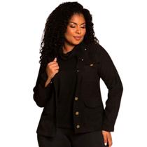 Casaco Feminino Cotelê Veludo Inverno Preto E Caramelo Plus Size 54 Ao 58