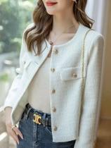 Casaco Feminino Curto Slim De Lã Tweed Com Botões Dourados, Moda Coreana, Jaqueta De Primavera E