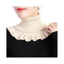 Casaco Feminino de Inverno com Gola Alta Destacável - Malha de Algodão