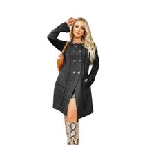 Casaco Feminino De Inverno Elegante Sobretudo Longo Quente Moderno