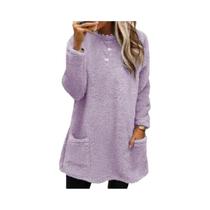 Casaco Feminino De Inverno Quente Com Capuz De Fleece, Estilo Streetwear Casual, Camiseta Solta Com
