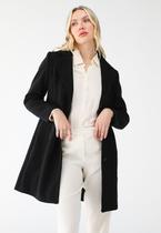 Casaco Feminino De Lã Batida Inverno Elegante Com Botões