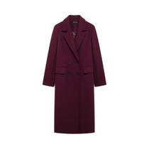 Casaco Feminino De Lã Dupla Face Para Outono/Inverno Com Bolsos, Mangas Compridas, Casual E Estilo