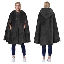 Casaco feminino de lã Sherpa de tamanho grande, Poncho Cape Catalonia Casaco feminino de lã Sherpa de tamanho grande, Poncho Cape Catalonia