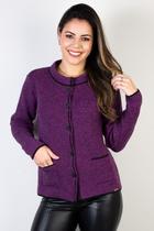 Casaco feminino de malha com botões e bolsos 61552