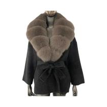 Casaco Feminino De Pele Genuína De Guaxinim E Raposa, Inverno, Lã Mista, Casual, Estilo Urbano, Com