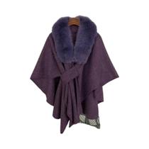 Casaco Feminino De Pele Genuína Grossa, Quente Para Primavera E Inverno, Xale, Poncho, Capa E