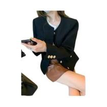 Casaco Feminino De Tweed Francês Com Botões Dourados, Ajuste Slim, Jaqueta De Moda Para Primavera E Casaco Feminino De Tweed Francês Com Botões Dourados, Ajuste Slim, Jaqueta De Moda Para Primavera E