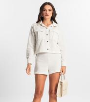 Casaco Feminino De Tweed Shine Endless Branco Casaco Feminino De Tweed Shine Endless Branco