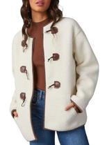 Casaco feminino Dokotoo Sherpa Trendy 2024, lã de outono, branco, grande Casaco feminino Dokotoo Sherpa Trendy 2024, lã de outono, branco, grande