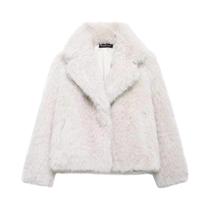 Casaco Feminino Elegante De Pele Sintética Quente E Macio Com Manga Longa E Gola Lapela Moda