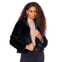 Casaco Feminino Endless Pele Efeito Gomado Preto
