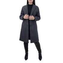 Casaco Feminino Facinelli By Mooncity Longo Cinza - 610234 Casaco Feminino Facinelli By Mooncity Longo Cinza - 610234