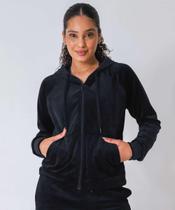Casaco Feminino Fitness Plush Capuz Marisa Preto-49979 Casaco Feminino Fitness Plush Capuz Marisa Preto-49979