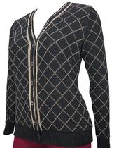 Casaco Feminino Jacquard Losango - Katlen Tricot Casaco Feminino Jacquard Losango - Katlen Tricot