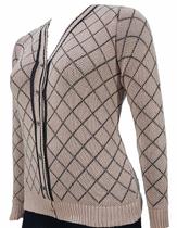 Casaco Feminino Jacquard Losango - Katlen Tricot