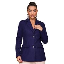 Casaco Feminino Lã Batida Blazer Inverno Elegante Gola V M ao GG - Casaco Feminino Lã Batida Blazer Inverno Elegante Gola V M ao GG -