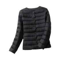 Casaco Feminino Leve De Plumas Com Gola O Ou Gola V, Jaqueta Puffer Acolchoada Com Forro De Pena De