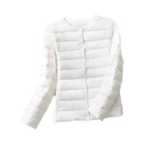 Casaco Feminino Leve De Plumas Com Gola O Ou Gola V, Jaqueta Puffer Acolchoada Com Forro De Pena De