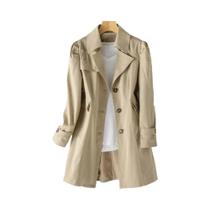 Casaco Feminino Longo Casual Corta-Vento Moda Coreana Primavera Outono Casaco Feminino Longo Casual Corta-Vento Moda Coreana Primavera Outono