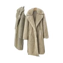 Casaco Feminino Longo De Pele Sintética Estilo Europeu Com Lapela E Botões Ecológicos Casaco