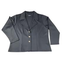 Casaco Feminino Neoprene Black 3 Botões Com Gola Plus Size Tamanho Grande