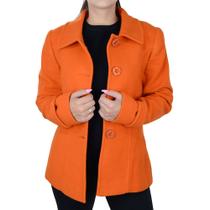 Casaco Feminino Peleteria Cordeiro Caban Slim Laranja 249230 Casaco Feminino Peleteria Cordeiro Caban Slim Laranja 249230