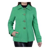 Casaco Feminino Peleteria Cordeiro Caban Slim Verde - 2303 Casaco Feminino Peleteria Cordeiro Caban Slim Verde - 2303