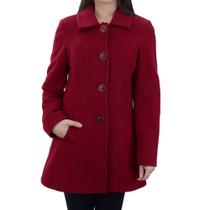 Casaco Feminino Peleteria Cordeiro Lã 7/8 Slim Vermelho Escuro - 2415