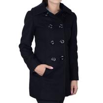 Casaco Feminino Peleteria Cordeiro Lã Capuz Removível Preto - 2617 Casaco Feminino Peleteria Cordeiro Lã Capuz Removível Preto - 2617