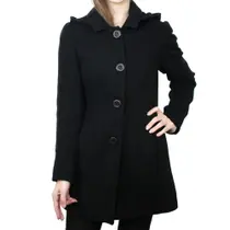 Casaco Feminino Peleteria Cordeiro Lã Capuz Removivel Preto - 2874 Casaco Feminino Peleteria Cordeiro Lã Capuz Removivel Preto - 2874