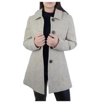 Casaco Feminino Peleteria Cordeiro Lã com Capuz Bege - 2874 Casaco Feminino Peleteria Cordeiro Lã com Capuz Bege - 2874