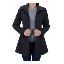 Casaco Feminino Peleteria Cordeiro Slim Lã Cinza Escuro 2415 Casaco Feminino Peleteria Cordeiro Slim Lã Cinza Escuro 2415