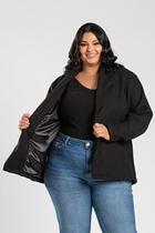 Casaco Feminino Plus Size em Lã Batida c/ Bolso - Serena Casaco Feminino Plus Size em Lã Batida c/ Bolso - Serena