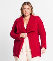 Casaco Feminino Plus Size Em Tweed Secret Glam Vermelho Casaco Feminino Plus Size Em Tweed Secret Glam Vermelho